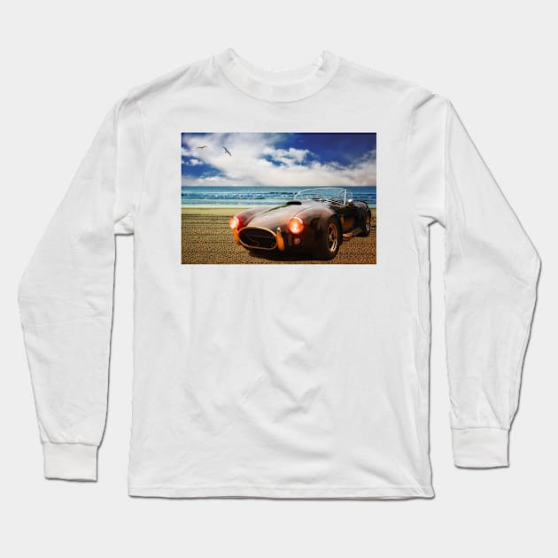 Shelby Cobra On The Beach Long Sleeve T-Shirt by JimDeFazioPhotography